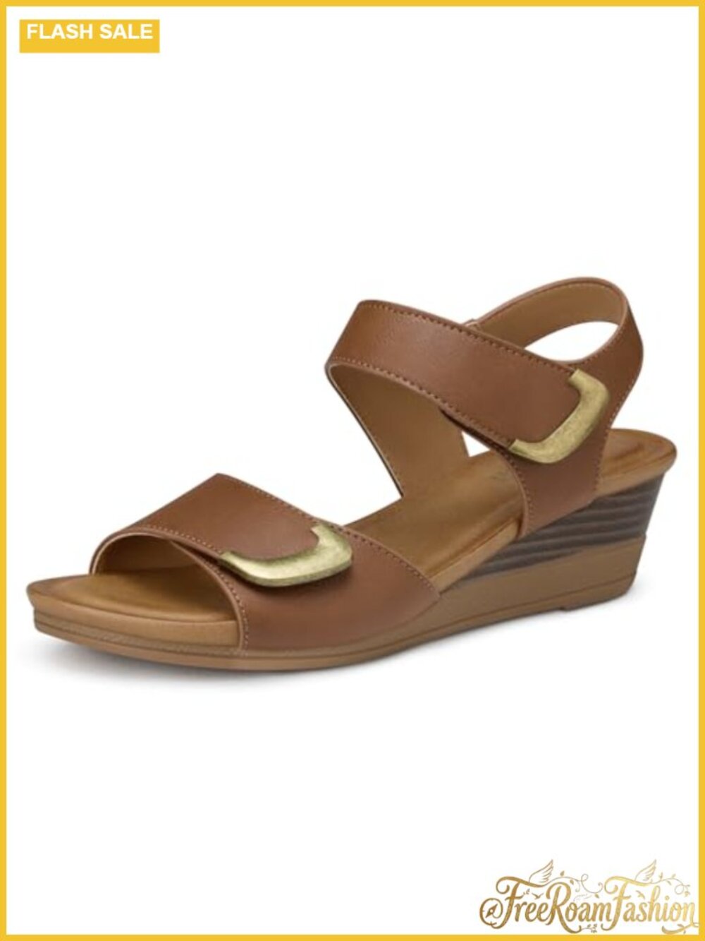 Wedge Sandals Open Toe Adjustable Hook Loop Non-Slip Platform
